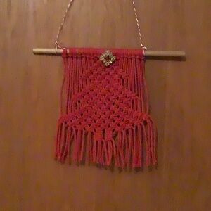 Handmade Red Macrame Wall Hanging